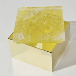 Scatola in ottone di quarzo giallo