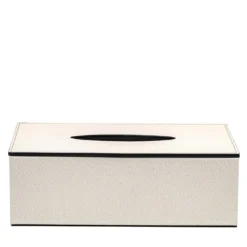 Scatola per fazzoletti rettangolare in pelle crema con coperchio magnetico