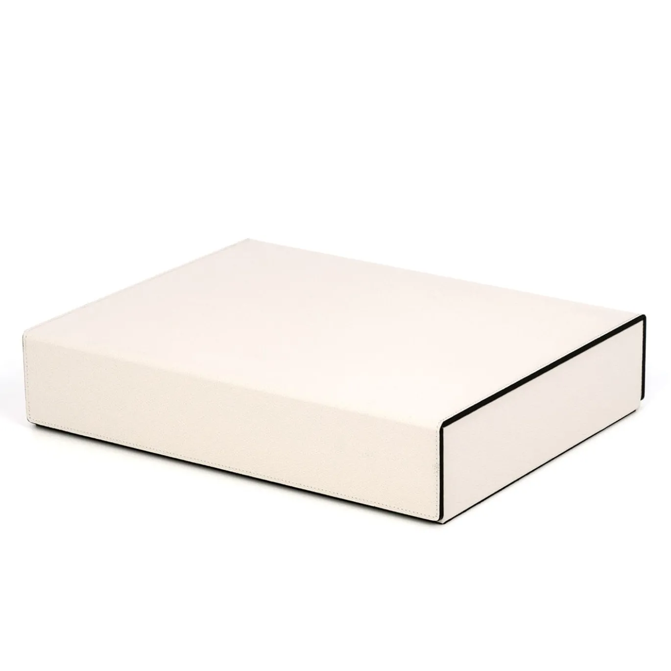 Scatola per occhiali in pelle crema con specchio