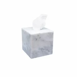 Scatola per tessuti in marmo bianco di Carrara