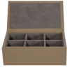 Scatola per tè in legno e pelle beige