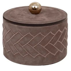 Scatola piccola cilindrica Kelly marrone con coperchio