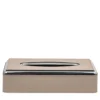 Scatola porta fazzoletti in pelle taupe