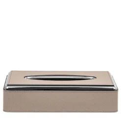 Scatola porta fazzoletti in pelle taupe