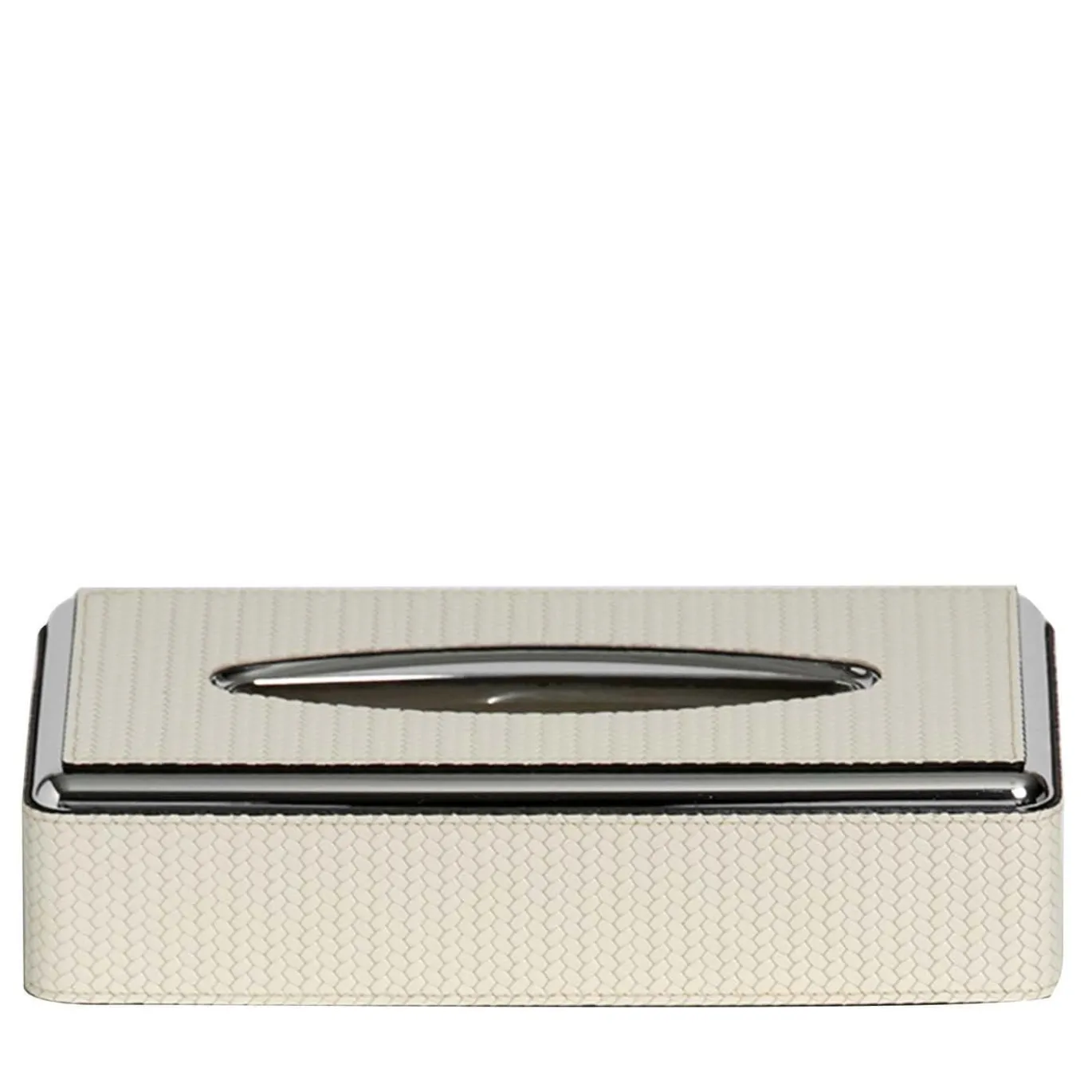 Scatola porta fazzoletti in pelle crema