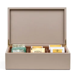 Scatola Portaoggetti Tea in Pelle Beige