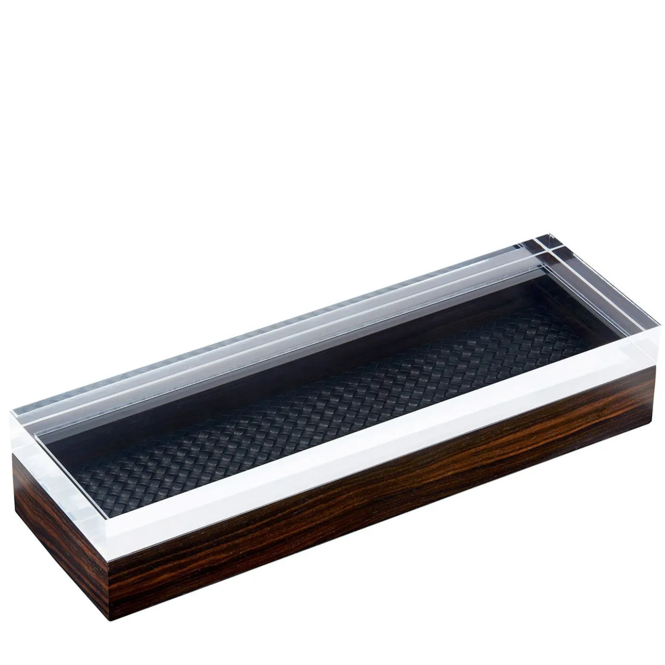 Scatola rettangolare lunga intrecciata a mano Febe Ebony