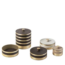 Scatola rotonda grande Saturno marrone con coperchio