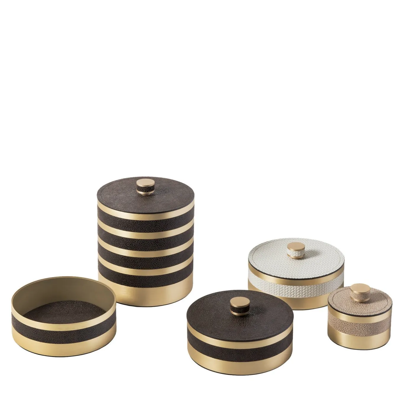 Scatola rotonda grande Saturno marrone con coperchio
