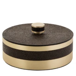 Scatola rotonda grande Saturno marrone con coperchio