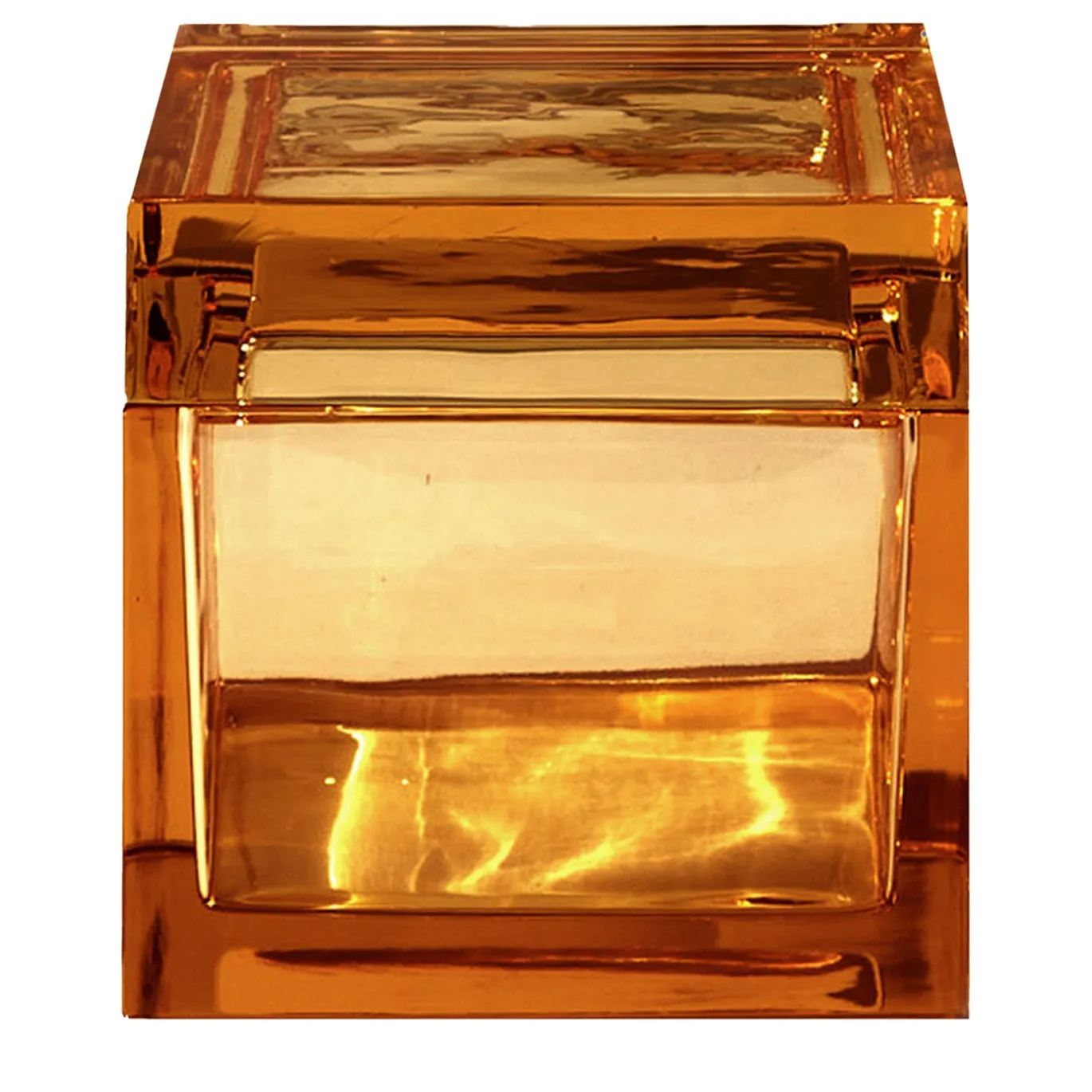 Scatola scultorea in cristallo soffiato a mano Palmi Amber