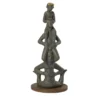 Scultura Acrobat in gres smaltato bruno e oro