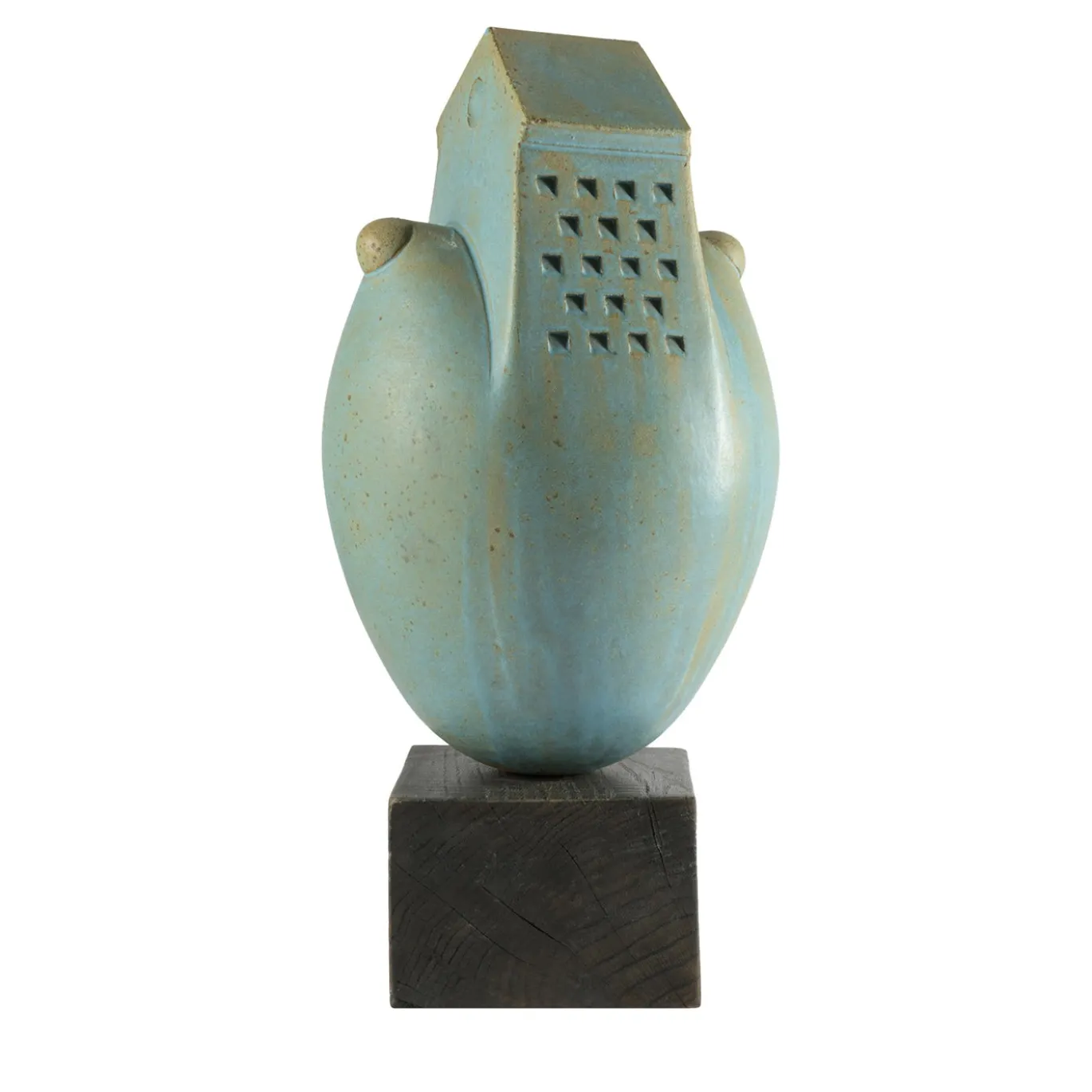 Scultura Adda in gres smaltato turchese