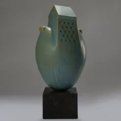 Scultura Adda in gres smaltato turchese