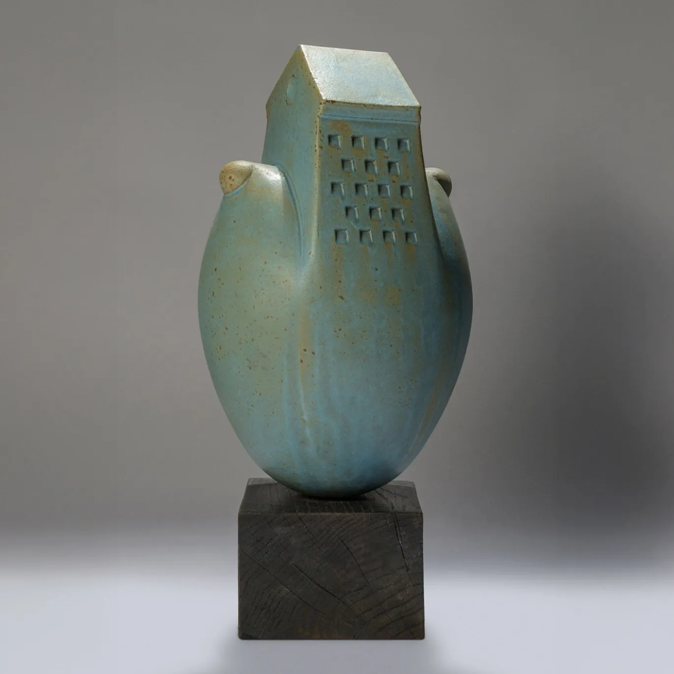 Scultura Adda in gres smaltato turchese