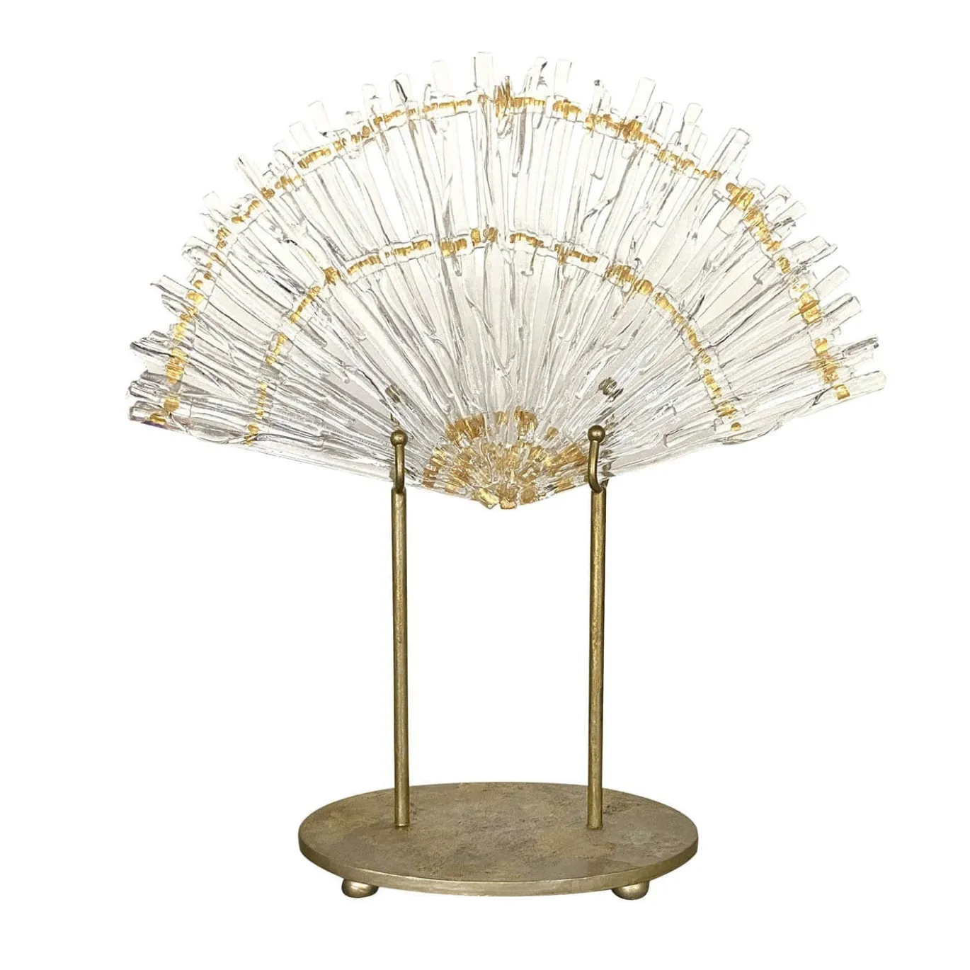 Scultura a ventaglio in oro e vetro trasparente Ventaglio di Luce