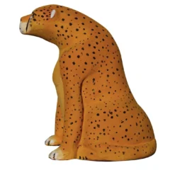 Scultura Cheeta in Ceramica Arancione