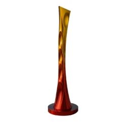 Scultura concava Koilos in acciaio inossidabile rossa e dorata