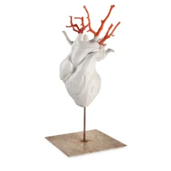 Scultura Cuore in Terracotta Bianca