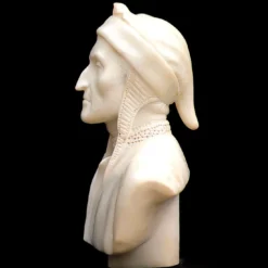Scultura Dante Alighieri in Marmo Bianco