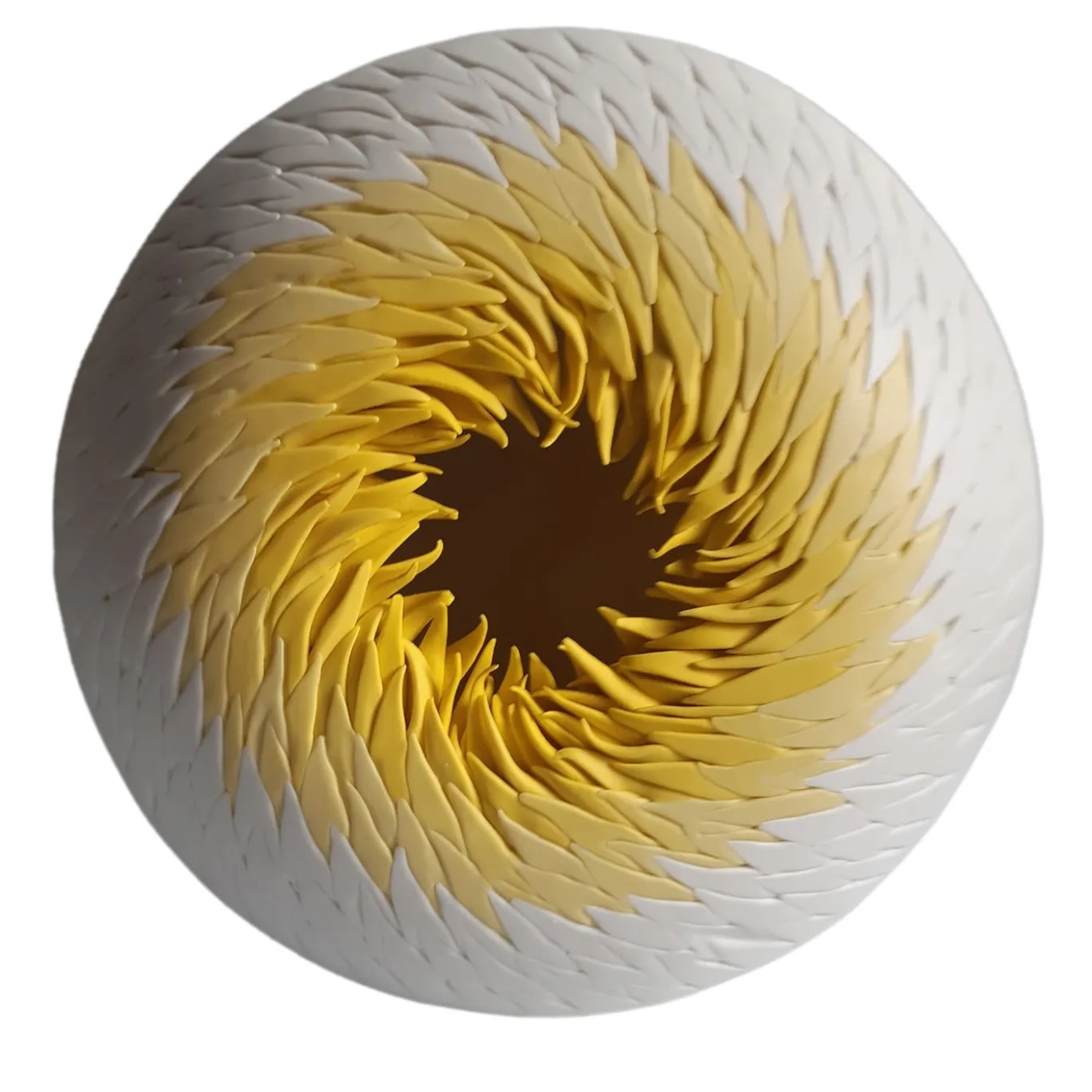 SCULTURA DA PARETE IN RICCIO DI MARE - BIANCO E GIALLO