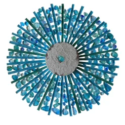 Scultura da parete in vetro azzurro Radiale