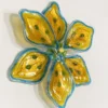 Scultura da parete in vetro blu e oro Fiore