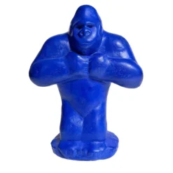 Scultura Gorilla in Ceramica Blu Elettrico