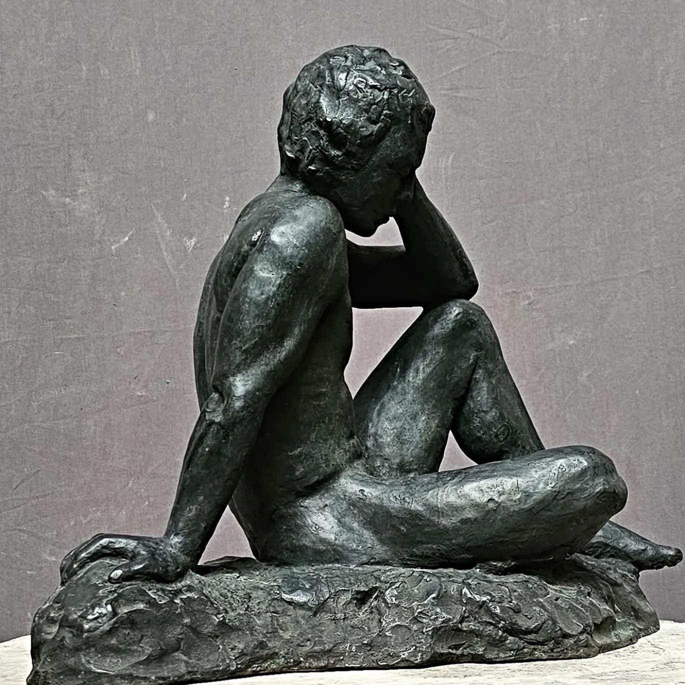 Scultura Il Pensatore in Bronzo Verde