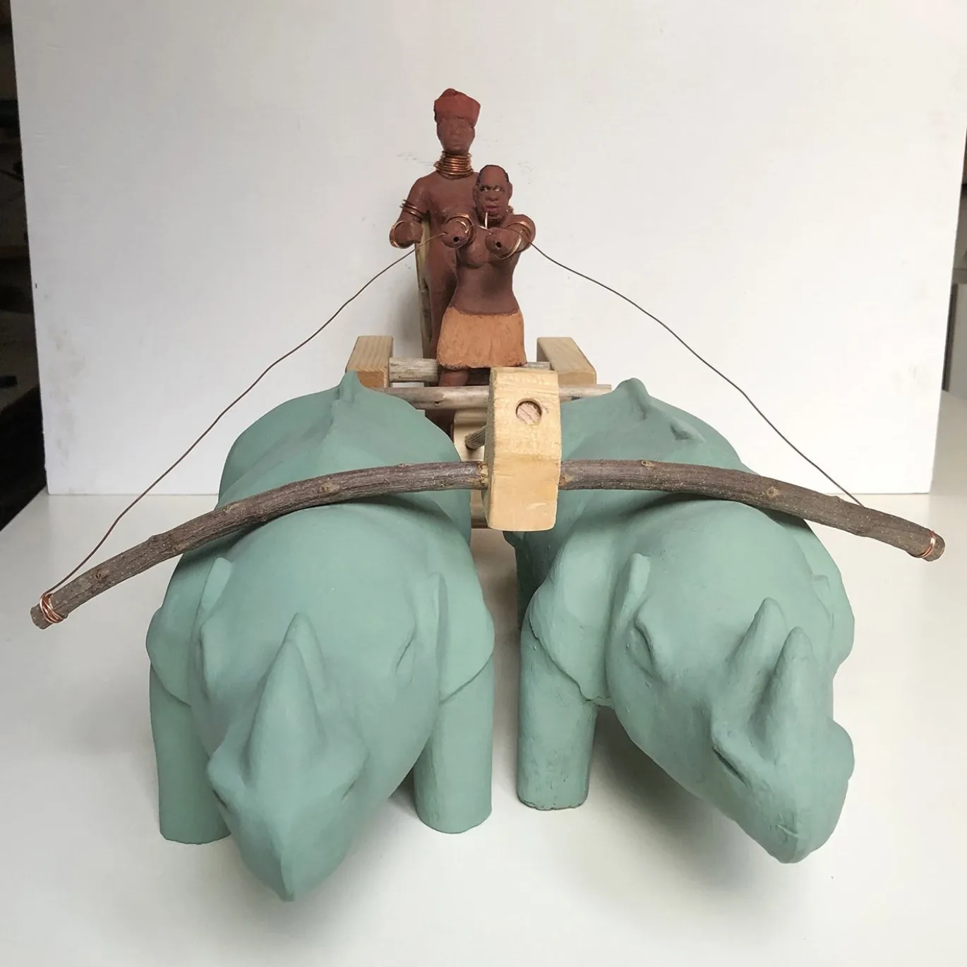 Scultura in legno e ceramica policroma La Regina Delle Amazzoni