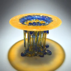 Scultura in Vetro Arancione Brillante e Blu