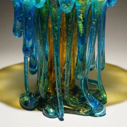 Scultura in Vetro Turchese e Oro
