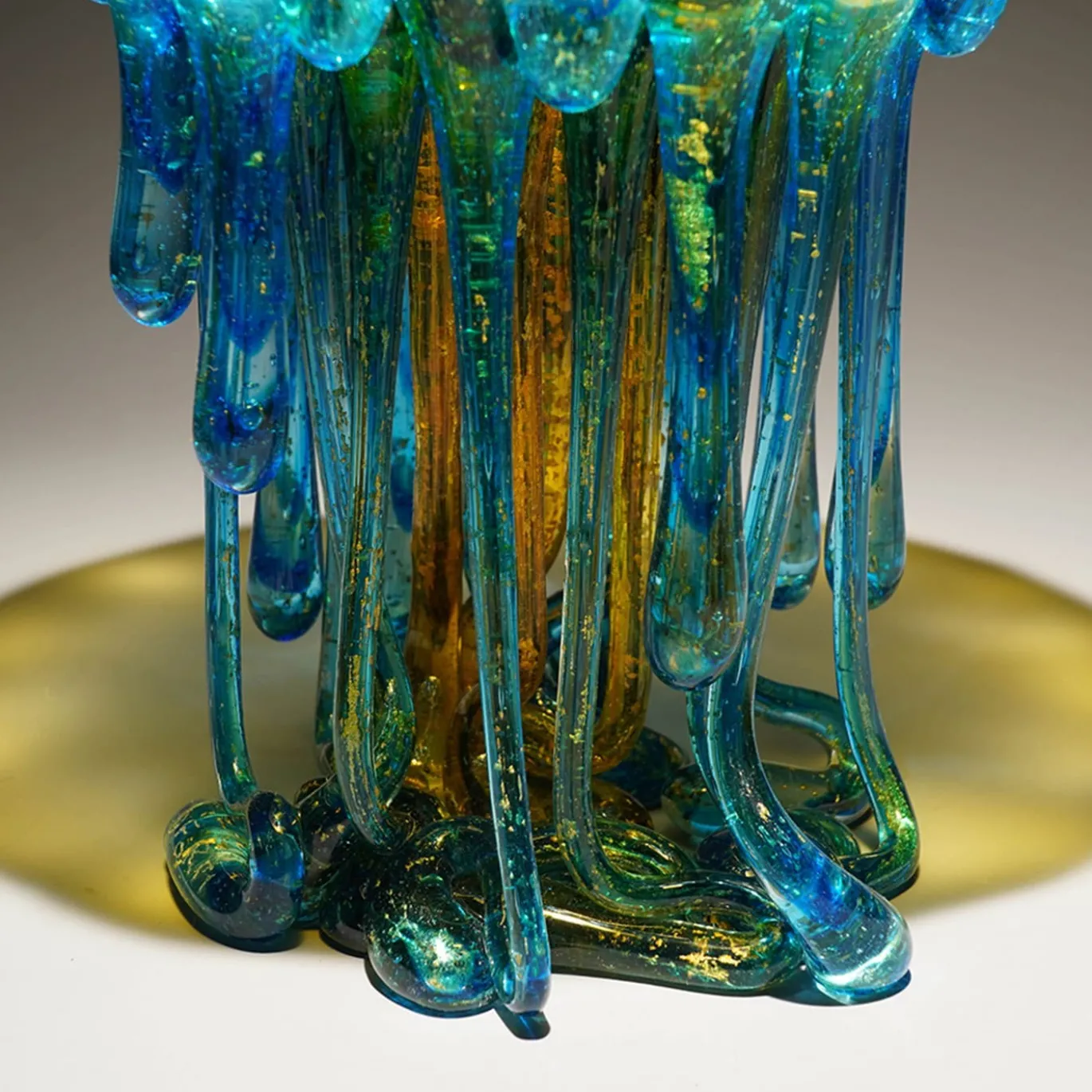 Scultura in Vetro Turchese e Oro