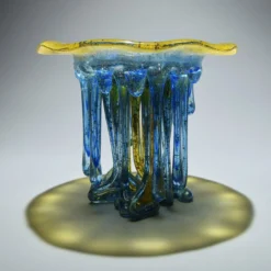 Scultura in Vetro Turchese e Oro