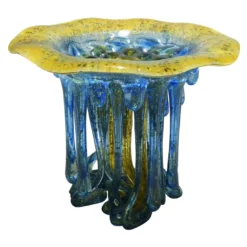 Scultura in Vetro Turchese e Oro