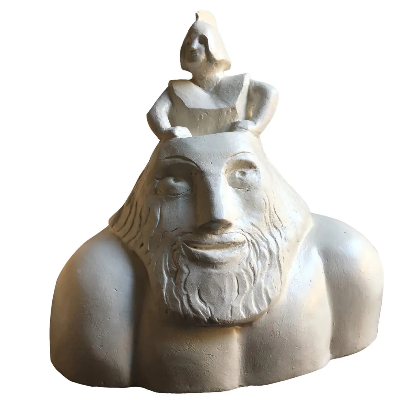 Scultura La Nascita di Atena dalla Testa di Zeus in Ceramica Bianca
