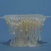 Scultura Pioggia di Pepite in vetro trasparente con mica dorata