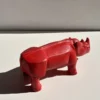 Scultura Rinoceronte in Ceramica Rossa