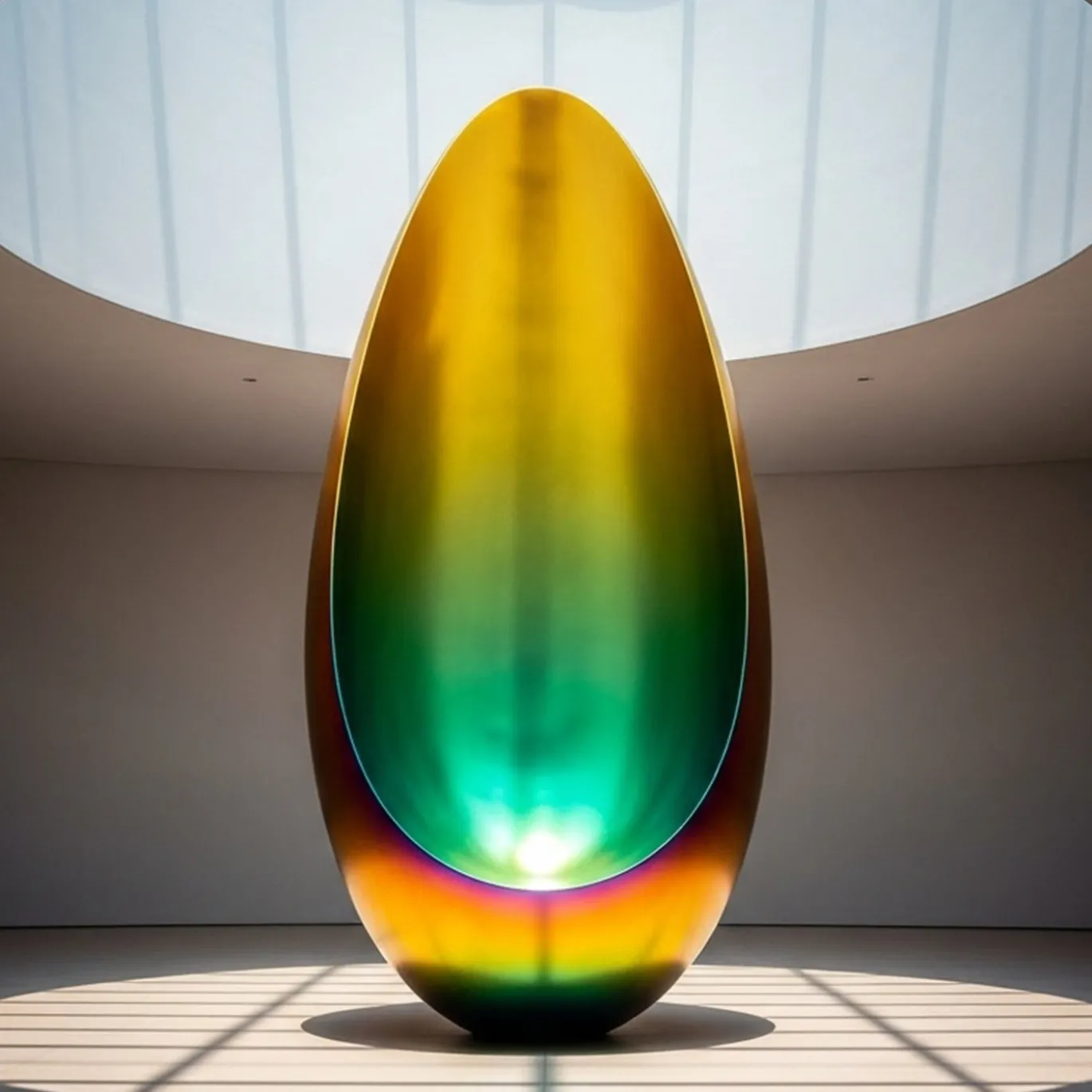 Scultura Tamago in Acciaio Inossidabile a Forma di Uovo