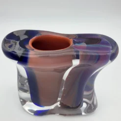 Scultura Vaso Chalcedony in Vetro di Toso Cristiano