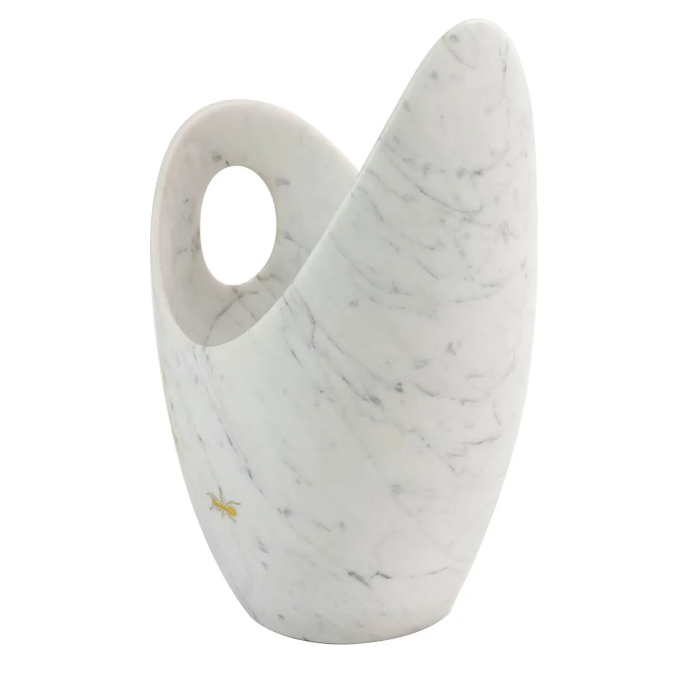 Secchiello da champagne con formiche in marmo bianco
