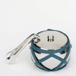 Secchiello per ghiaccio Escher Amalfi Blue con pinze per ghiaccio
