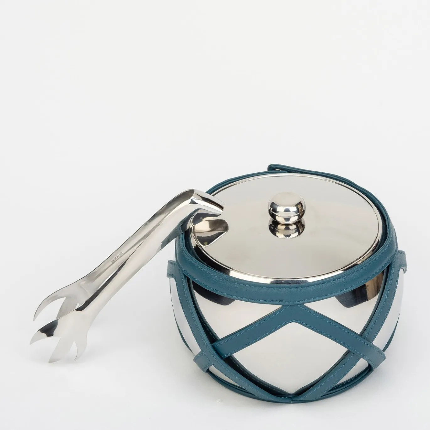 Secchiello per ghiaccio Escher Amalfi Blue con pinze per ghiaccio