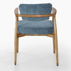 Sedia Angelica in tessuto azzurro e legno di faggio