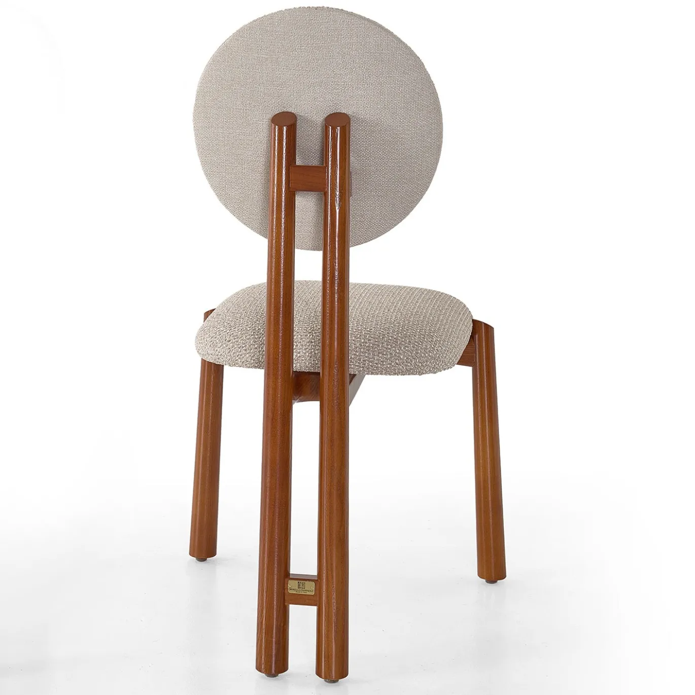 Sedia Anna in Tessuto Beige con Finitura in Legno di Ciliegio