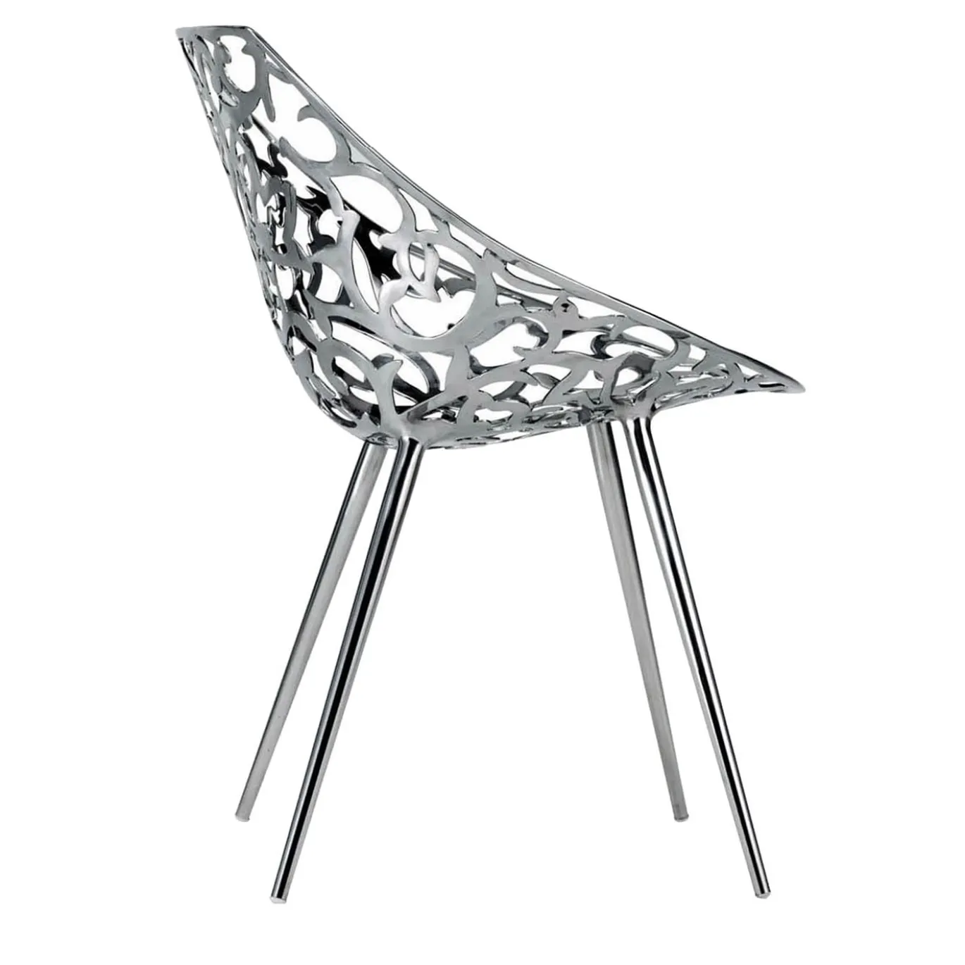 Sedia Miss Lacy Traforata in Acciaio Inossidabile Argento di Philippe Starck
