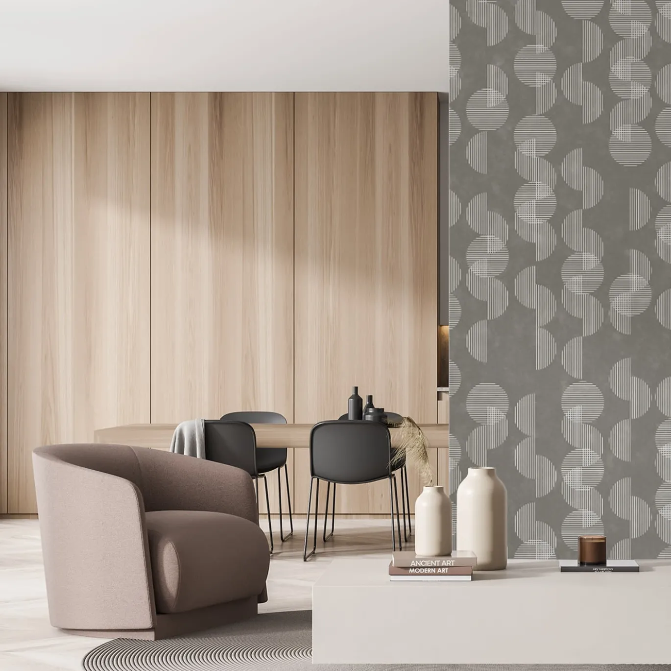 Semicerchi Beige Bhaus 100 Carta da parati