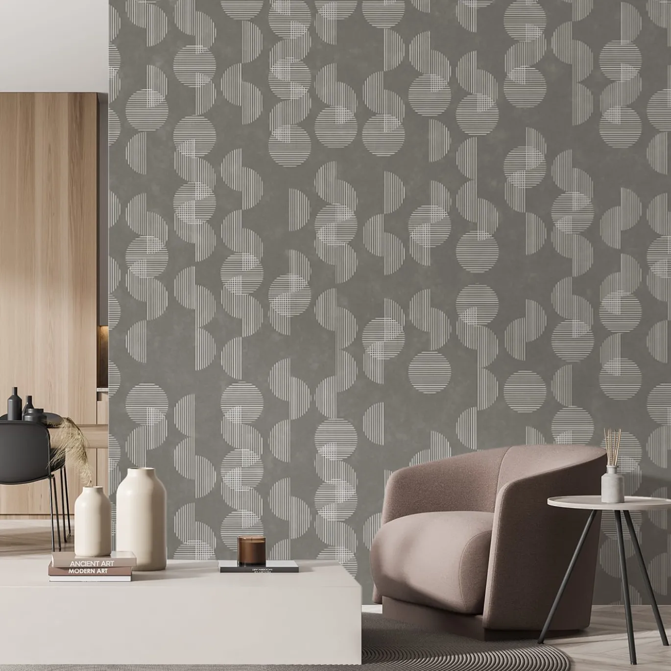 Semicerchi Beige Bhaus 100 Carta da parati