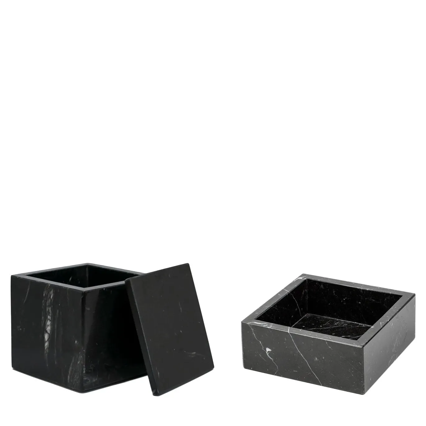 Set composto da un vassoio e una scatola in marmo nero Marquina