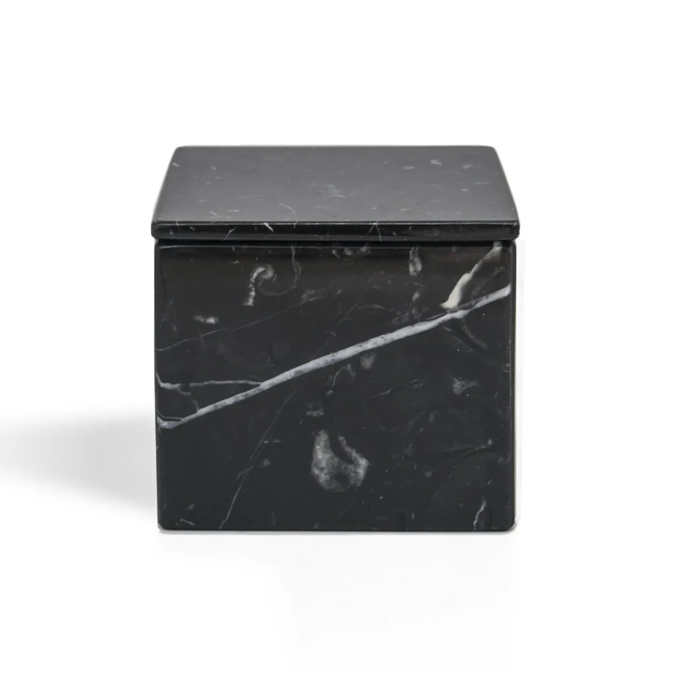 Set composto da un vassoio e una scatola in marmo nero Marquina